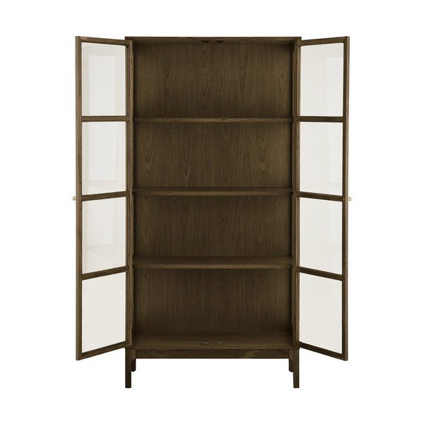 Ciemnobrązowa witryna w dekorze dębu 90x180x40 cm Zamora – House Nordic-image-3