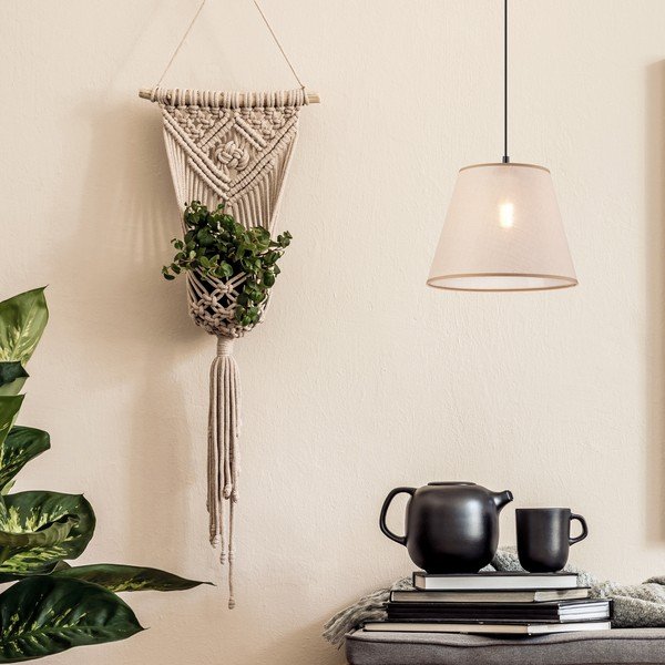 Czarna lampa wisząca z tekstylnym kloszem ø 30 cm Paco – LAMKUR-image-3