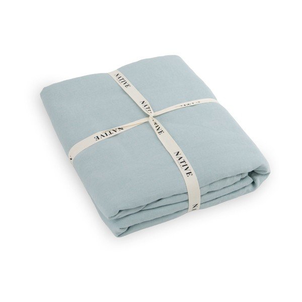 Jasnoniebieska lniana pościel dwuosobowa 200x200 cm Aqua – Native Natural-image-3