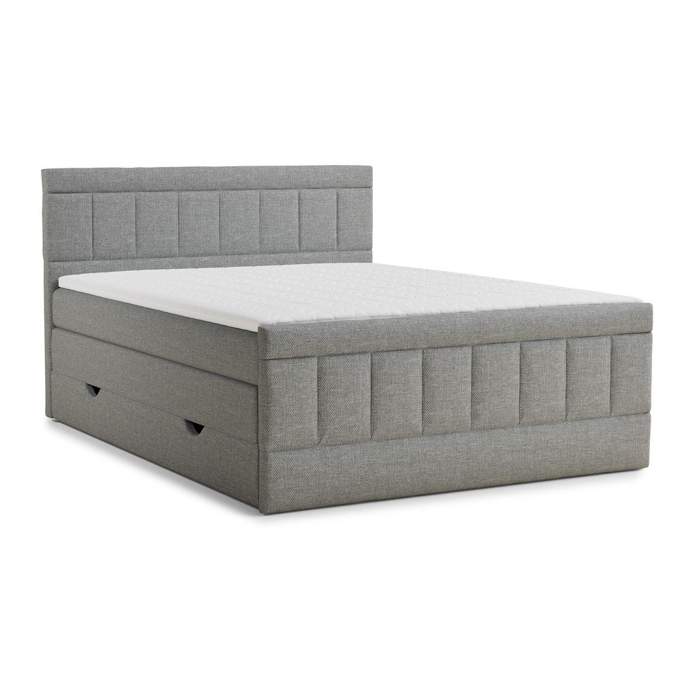 Szare łóżko kontynentalne ze schowkiem 200x200 cm Caya – Maison de Rêve