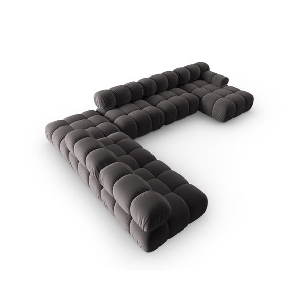 Ciemnoszara aksamitna sofa 379 cm Bellis – Micadoni Home-image-4