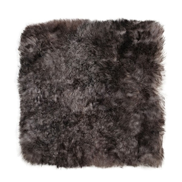 Szara poduszka futrzana do siedzenia z krótkim włosiem Dark tops, 37x37 cm