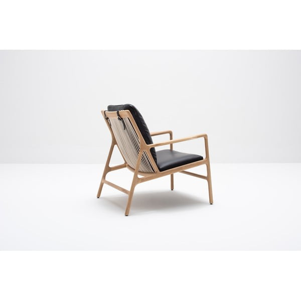 Czarno-naturalny skórzany fotel Dedo – Gazzda-image-4