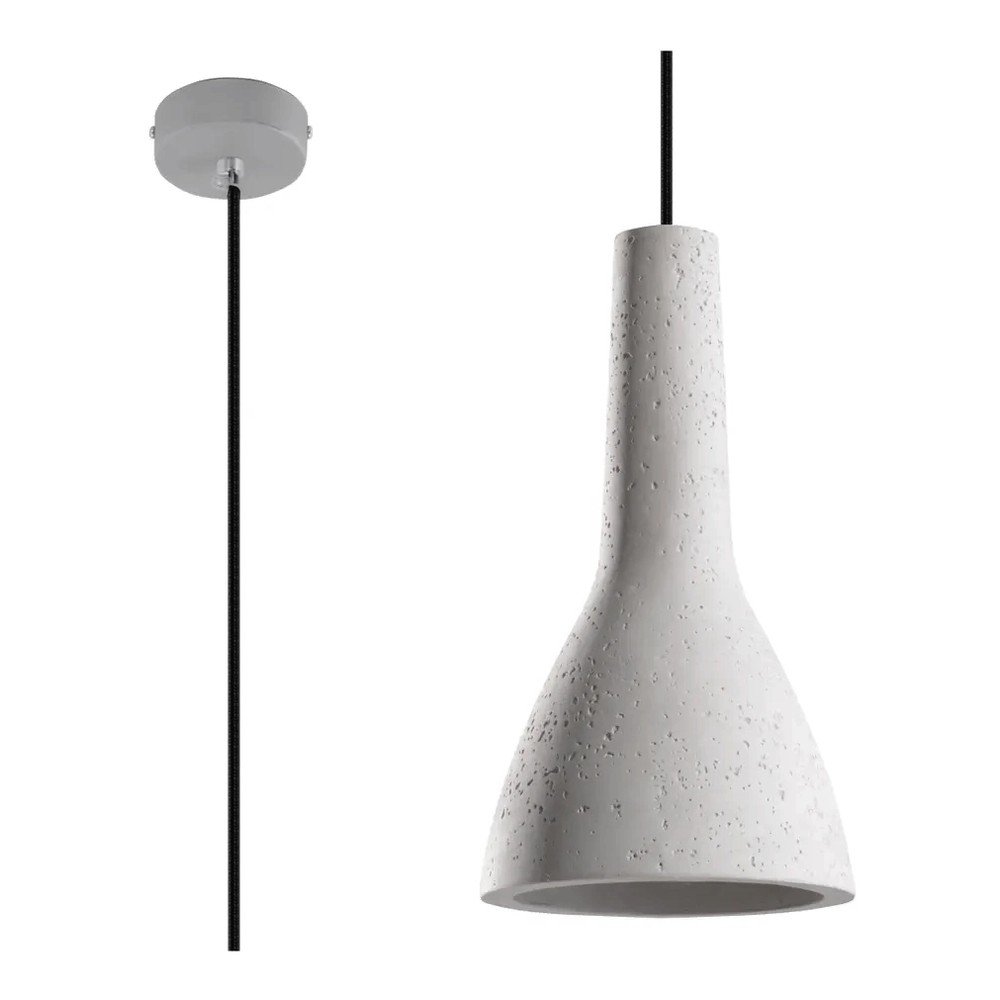 Jasnoszara lampa wisząca z betonowym kloszem ø 17 cm Mattia – Sollux