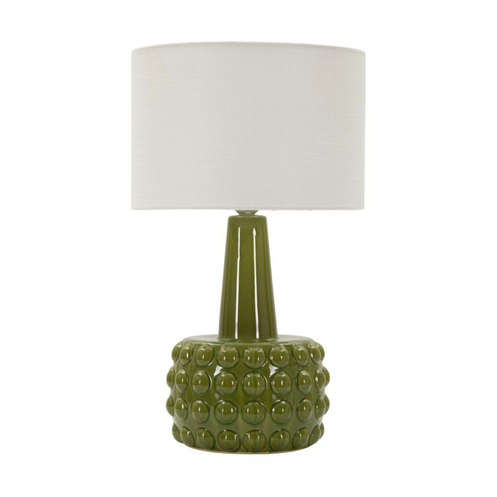 Biała/zielona lampa stołowa ceramiczna z tekstylnym kloszem (wysokość 51,5 cm) Gress – Mauro Ferretti