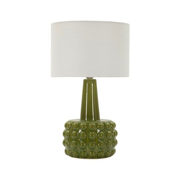 Biała/zielona lampa stołowa ceramiczna z tekstylnym kloszem (wysokość 51,5 cm) Gress – Mauro Ferretti