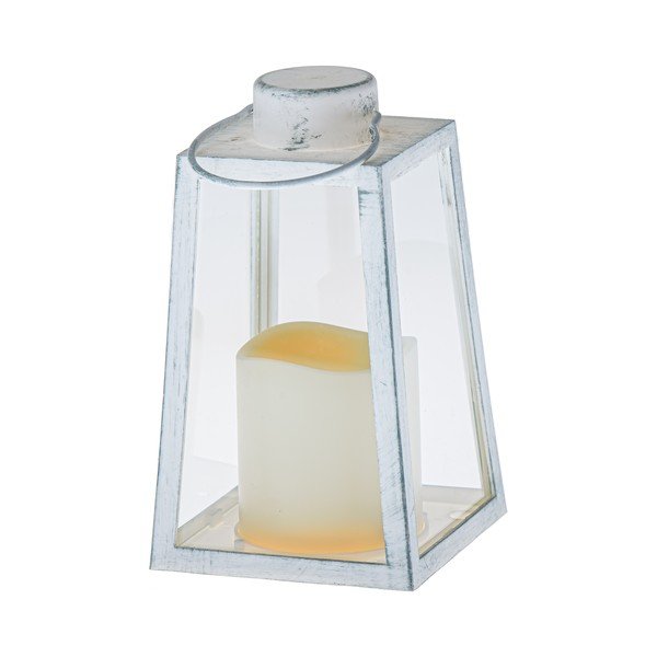 Biały lampion LED na baterie (wysokość 18 cm) – Dakls