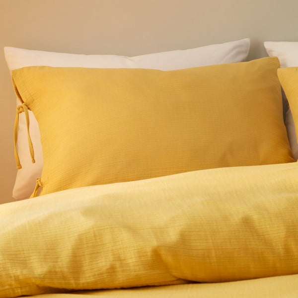 Żółta pościel jednoosobowa muślinowa 135x200 cm Afra – Pineapple Elephant-image-1