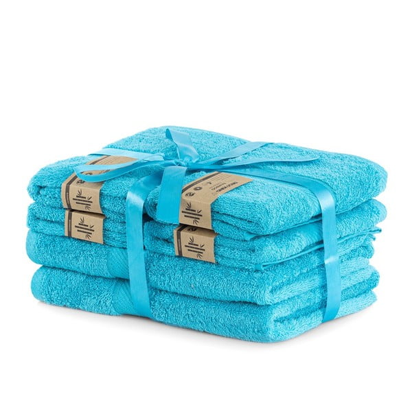 Niebieskie ręczniki zestaw 6 szt. z mieszanki bambusa frotte Bamby – DecoKing-image-1
