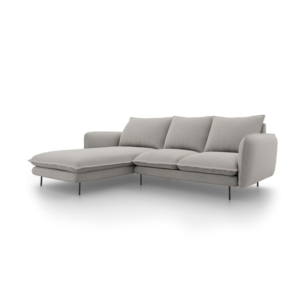 Jasnoszara sofa narożna Cosmopolitan Design Vienna, lewostronna