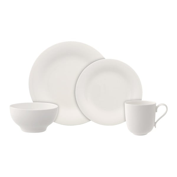 8-częściowy komplet białych naczyń z porcelany Villeroy & Boch New Cottage