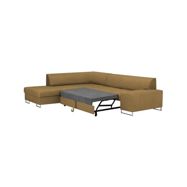 Miodowożółty narożnik z nogami w kolorze srebra Cosmopolitan Design Orlando, lewy róg-image-4