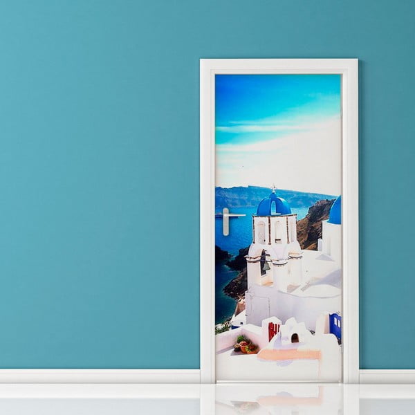 Elektrostatyczna naklejka na drzwi Ambiance Santorini, 83x204 cm