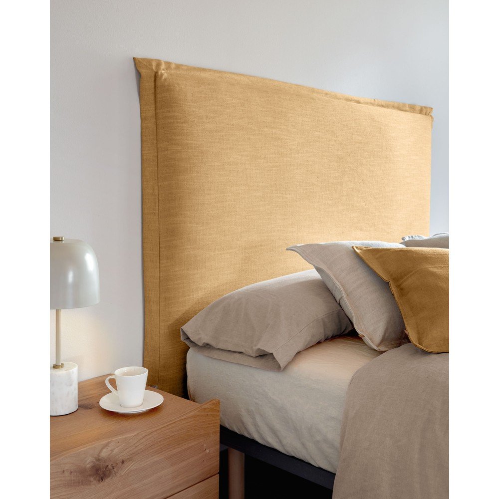 Musztardowy tapicerowany zagłówek 206x106 cm Tanit – Kave Home (zdjęcie 3)