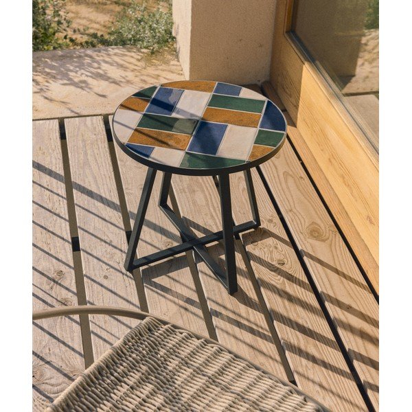 Okrągły stolik ogrodowy z ceramicznym blatem ø 45 cm Tella – Kave Home-image-3