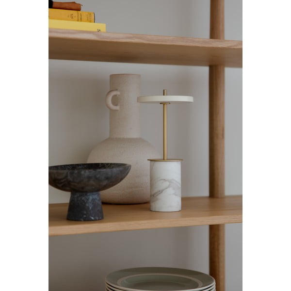 Kremowa marmurowa lampa stołowa LED ze ściemniaczem i metalowym kloszem (wysokość 25,5 cm) Asteria Move Mini – UMAGE-image-1