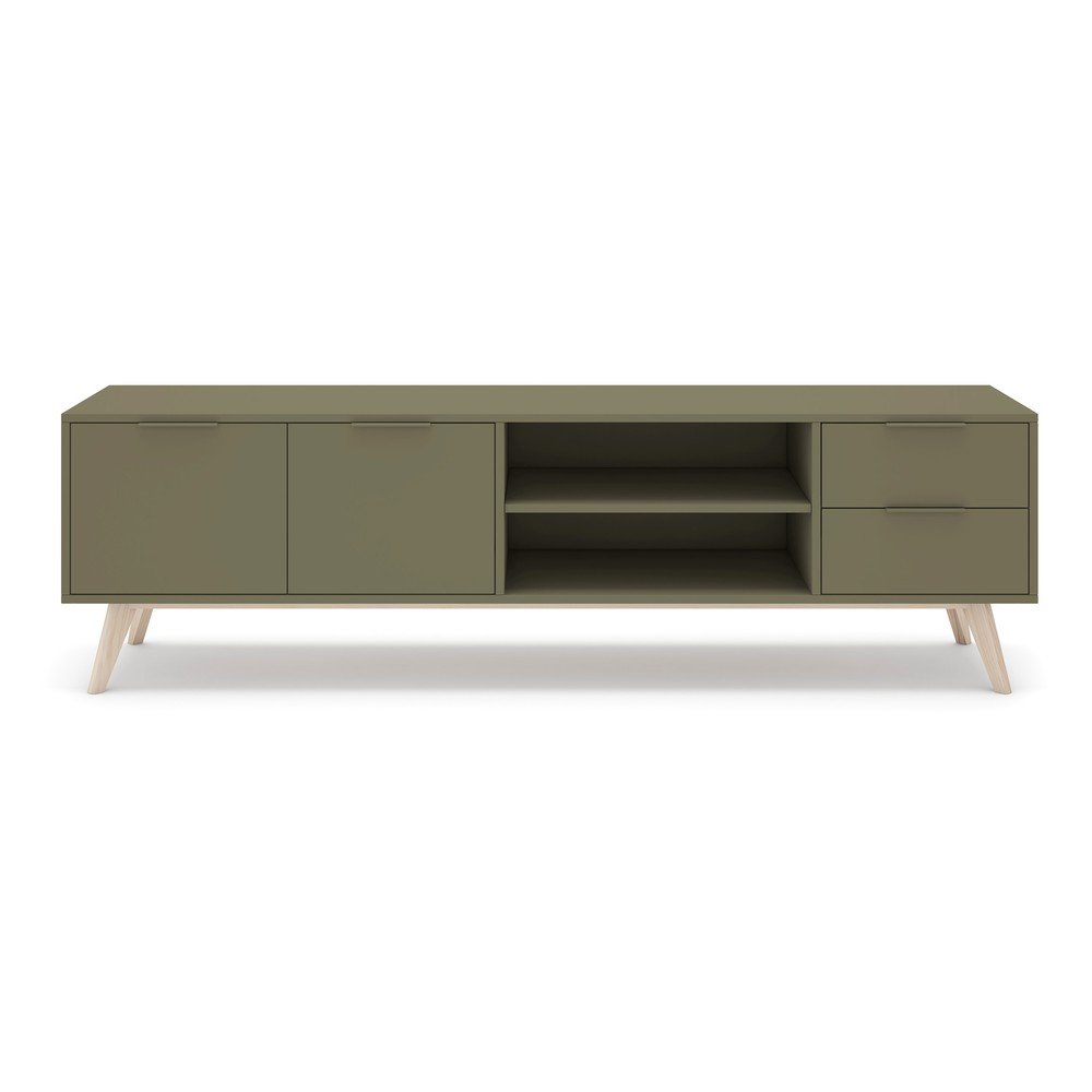 Zielona szafka pod TV z matowym wykończeniem 180x53x40 cm Campus – Marckeric (zdjęcie 3)