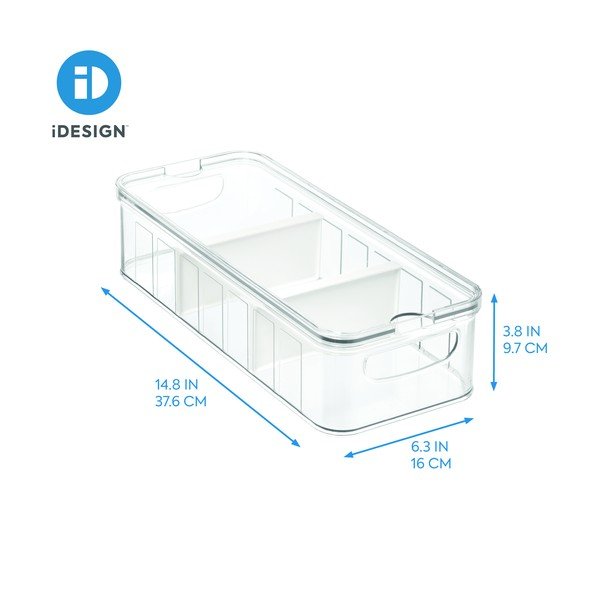 Przezroczysty pojemnik z wieczkiem i 3 przegródkami iDesign, 38x16 cm-image-2