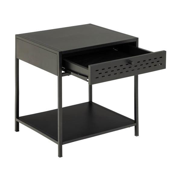 Czarna metalowa szafka nocna z szufladą Actona Newcastle-image-3