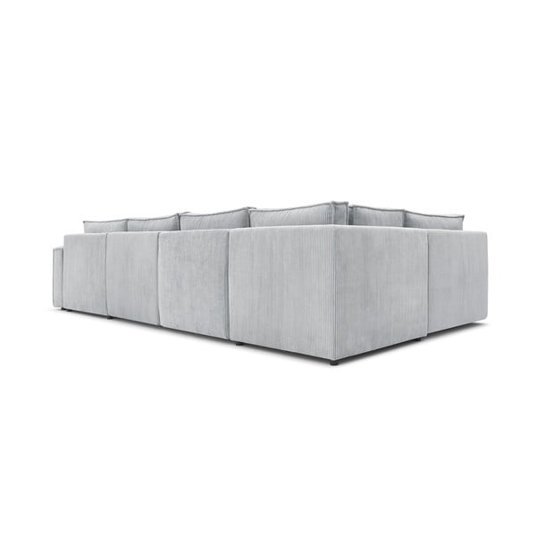 Jasnoszary sztruksowy narożnik (lewostronny/w kształcie litery U) Nihad modular – Bobochic Paris-image-4