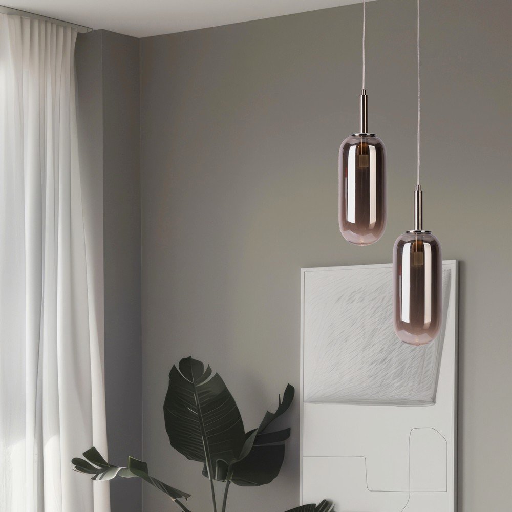 Antracytowa lampa wisząca LED ze szklanym kloszem ø 13 cm Fiuggi – Candellux Lighting (zdjęcie 9)