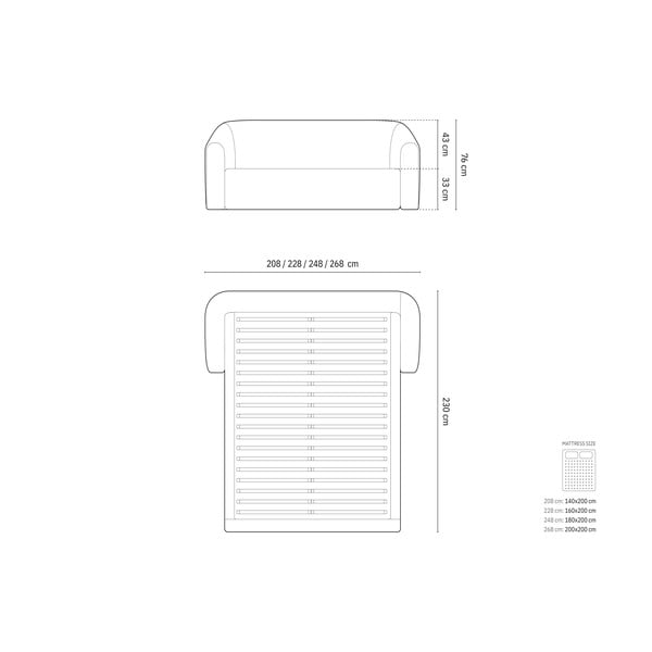 Beżowe tapicerowane łóżko dwuosobowe ze schowkiem ze stelażem 140x200 cm Campi – Cosmopolitan Design-image-4