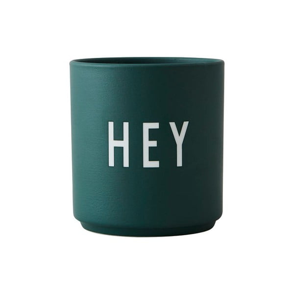 Ciemnozielony porcelanowy kubek 300 ml Hey – Design Letters