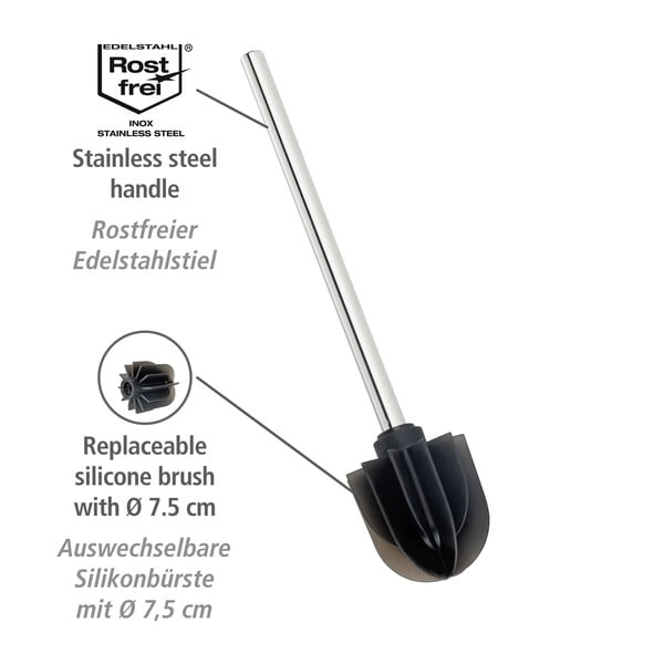 Czarna silikonowa szczotka do WC s kovovým držákem Wenko-image-2