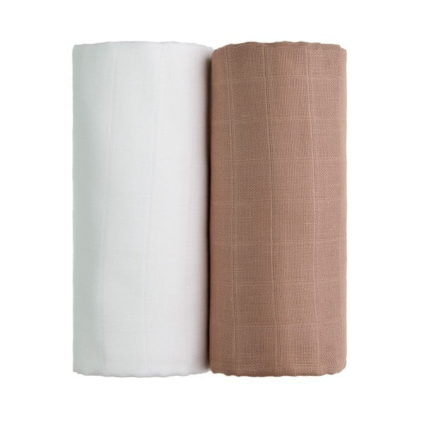 Zestaw 2 bawełnianych ręczników w białym i beżowym kolorze T-TOMI Tetra, 90x100 cm