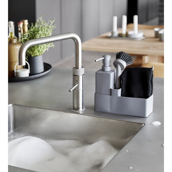 Szary plastikowy/silikonowy stojak na akcesoria do mycia naczyń Singles – Zone-image-1