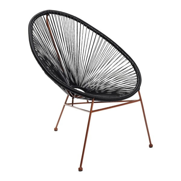 Czarne krzesło z detalami w miedzianej barwie Kare Design Spaghetti Copper Black