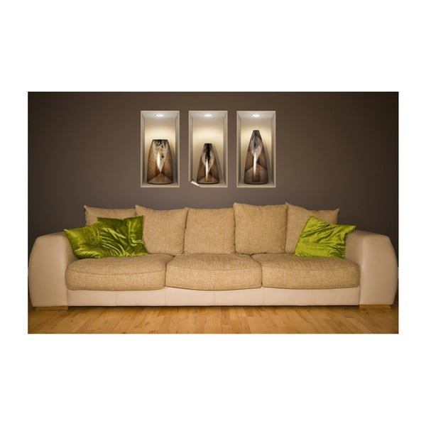 Zestaw 3 naklejek 3D Ambiance Wooden Vases-image-4