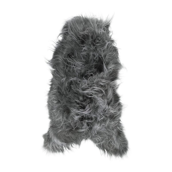 Ciemnoszary futrzany dywan z owczej skóry z długim włosiem Arctic Fur Ptelja, 100x55 cm