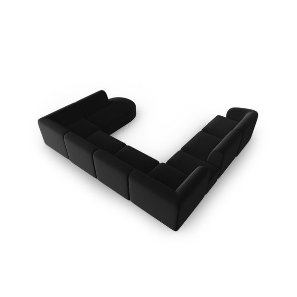 Czarny aksamitny narożnik (lewostronny/w kształcie litery U) Paolo – Milo Casa-image-3