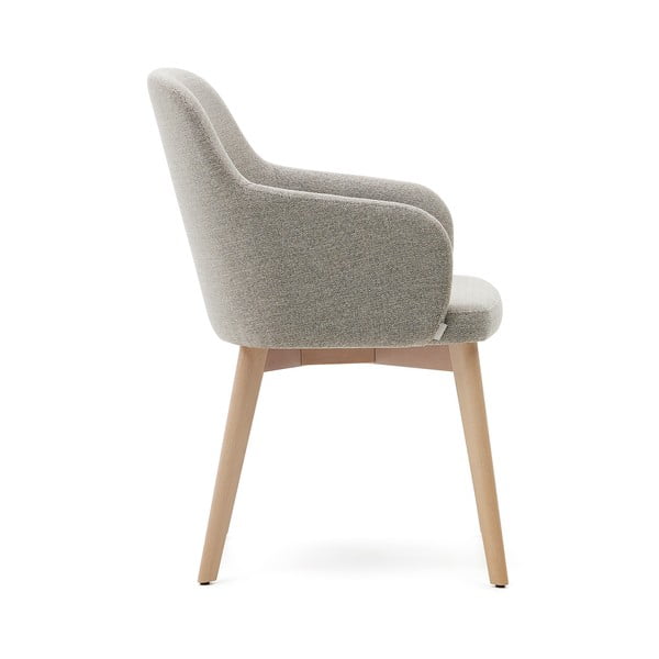 Beżowy tapicerowany fotel jadalniany z podłokietnikami Nelida – Kave Home-image-4