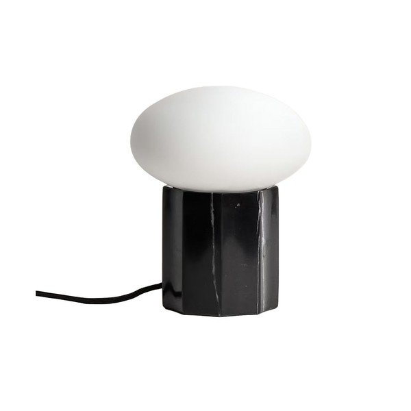 Biała/czarna metalowa lampa stołowa ze szklanym kloszem (wysokość 20 cm) Idela – Kave Home