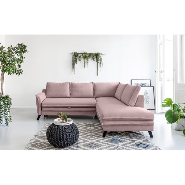 Pudroworóżowy narożnik rozkładany Miuform Charming Charlie L, prawostronny-image-1