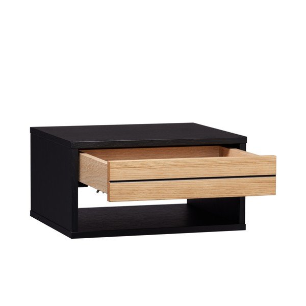 Czarno-naturalna wisząca szafka nocna w dekorze dębu Stripe – Woodman-image-1