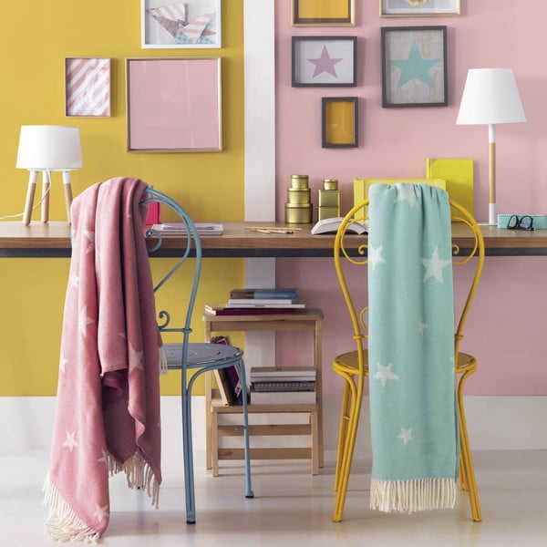 Pastelowoniebieski pled z domieszką bawełny Euromant Stars 140x180 cm-image-1