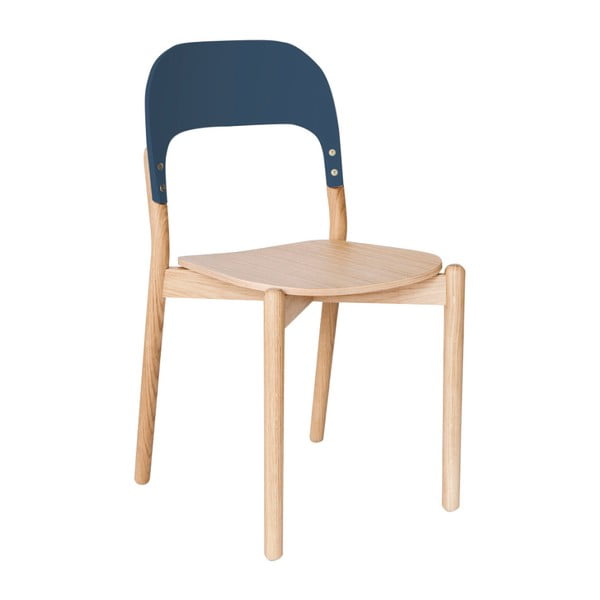 Dębowe krzesło z niebieskim oparciem HARTÔ Paula