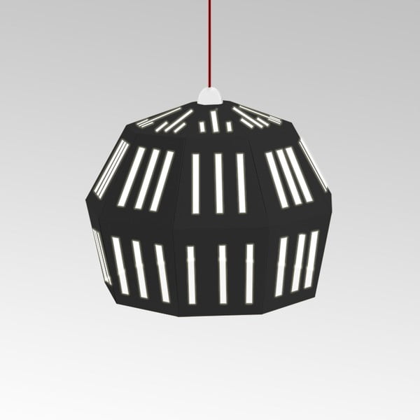 Kartonowa lampa Uno Fantasia C Black, z czerwonym kablem