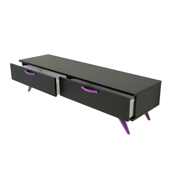 Czarna szafka pod TV z fioletowymi nogami Magenta Home Coulour Series, szer. 150 cm