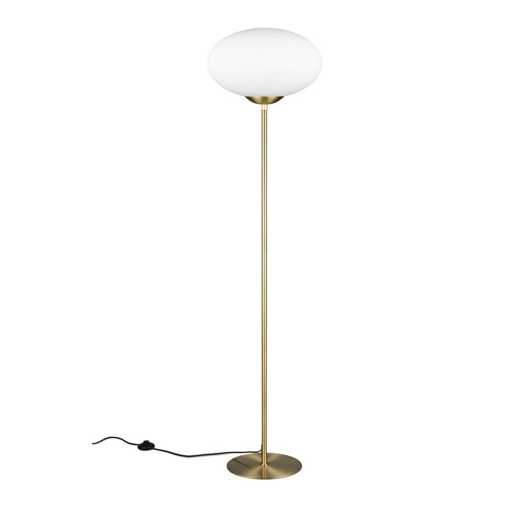 Lampa stojąca w kolorze mosiądzu ze szklanym kloszem (wysokość 150 cm) Fomento – Trio