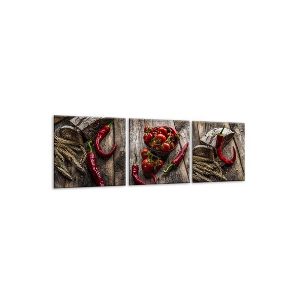 Zestaw 3 obrazów Styler Glasspik Set Red Peppers-image-2
