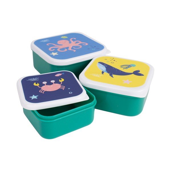 Zielone plastikowe pojemniki śniadaniowe dla dzieci 3 szt. Ocean – Ladelle