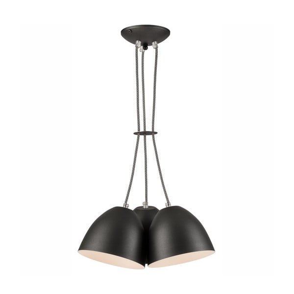 Czarna lampa wisząca z metalowym kloszem − LAMKUR