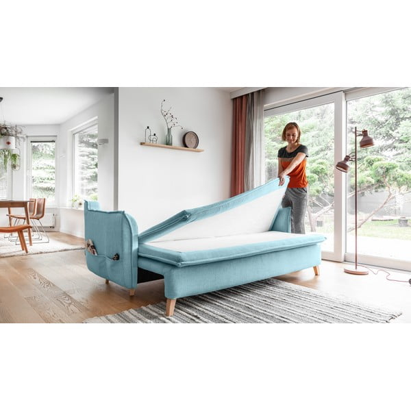 Jasnoniebieska rozkładana sofa 225 cm Charming Charlie – Miuform-image-4