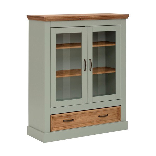 Jasnozielona witryna z litego drewna sosnowego 100x120 cm Selma – Støraa-image-2