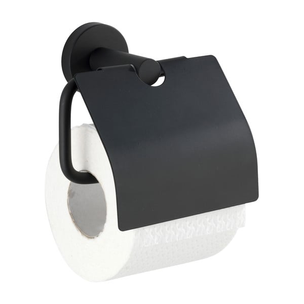 Ścienny uchwyt na papier toaletowy ze stali nierdzewnej w kolorze matowej czerni Bosio – Wenko