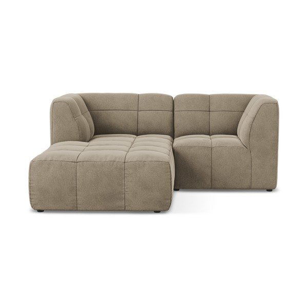 Brązowy aksamitny narożnik (lewostronny/z szezlongiem) Aloha – Makamii